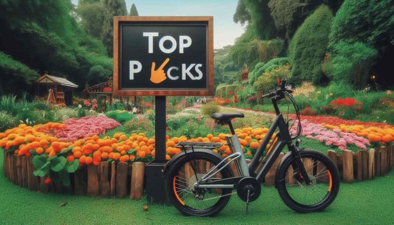 Top picks board beside an electric bike